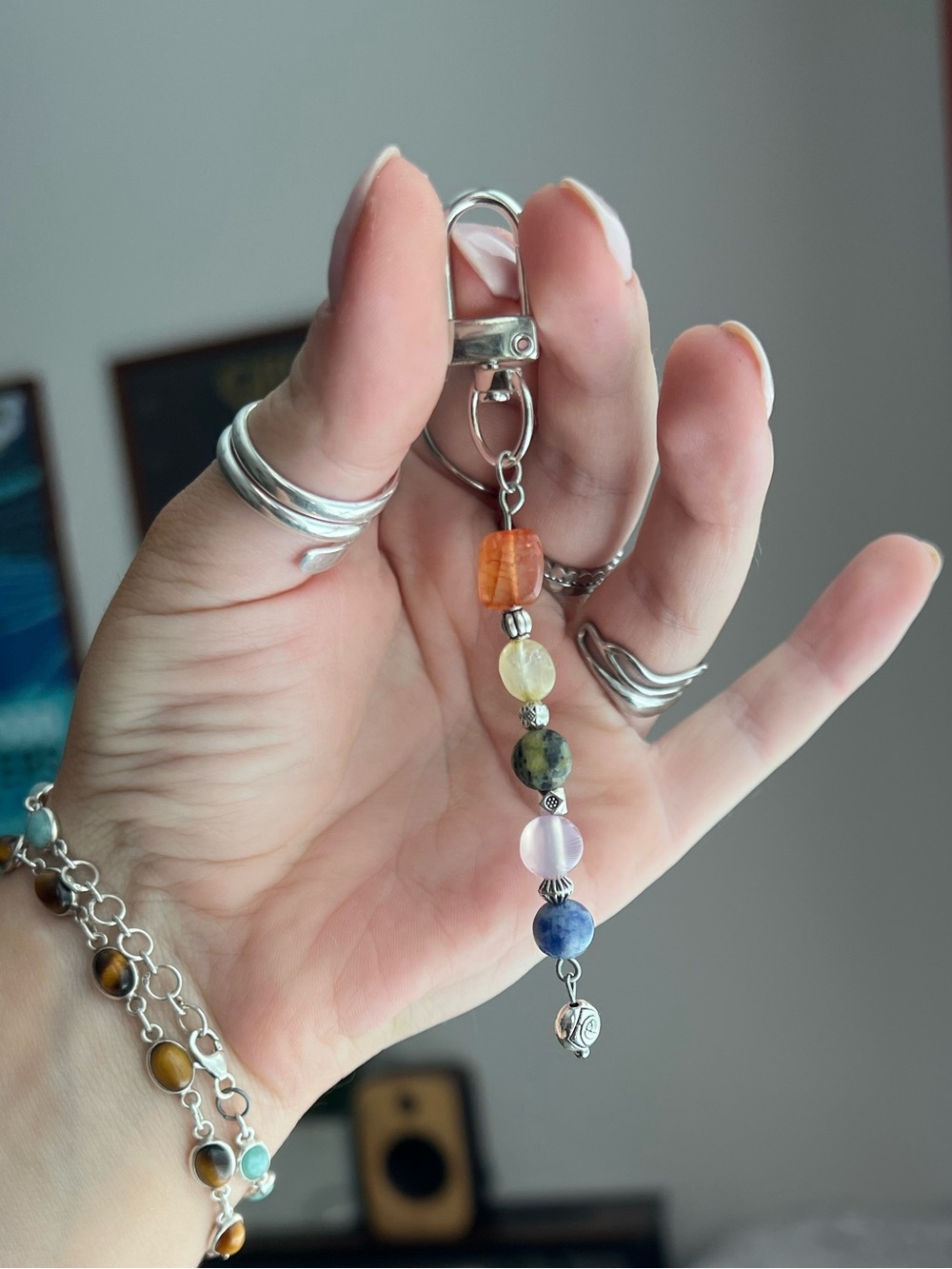 Beaded Multi-Color Keychain Charm - Picture 3 of 3